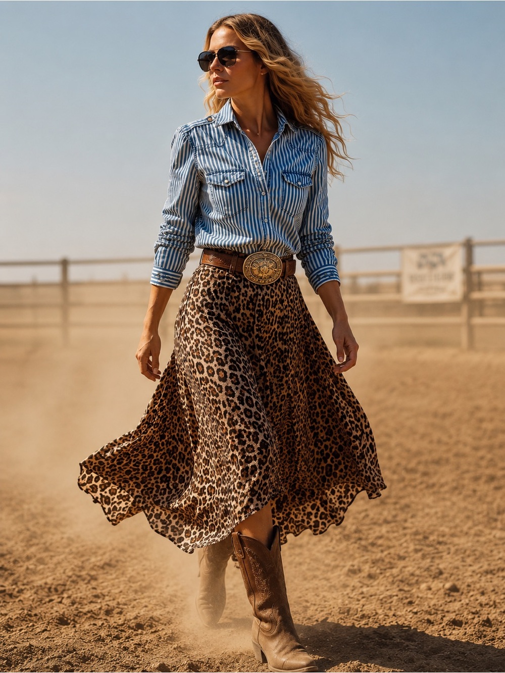 H&M &Denim Women’s Western Cowgirl Striped Button Up Size 2